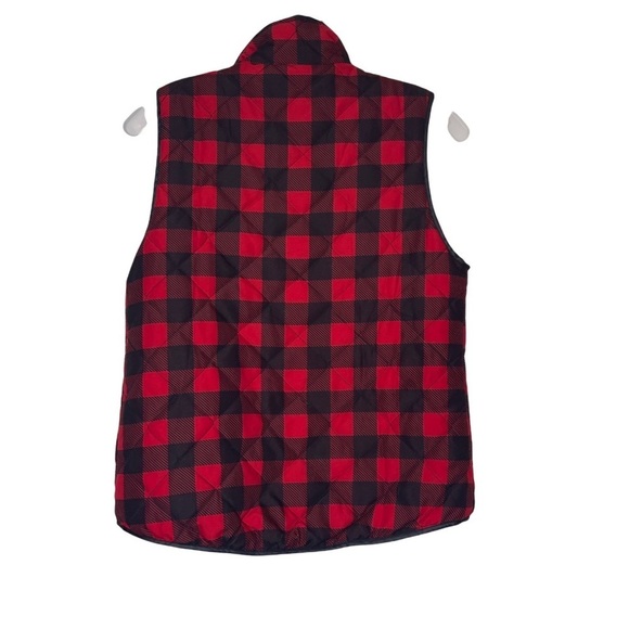 Mango Red & Black Buffalo Plaid Zip Up Vest Women's Small - Picture 2 of 8